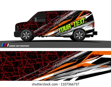 Cargo van Livery graphic vector. abstract racing shape with grunge background design for vehicle vinyl wrap 