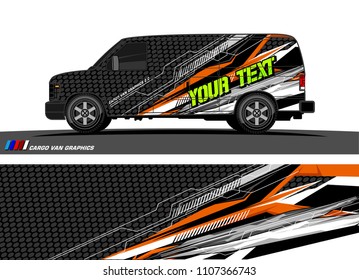 Cargo van Livery graphic vector. abstract racing shape with grunge background design for vehicle vinyl wrap 