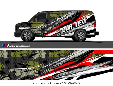 Cargo van Livery graphic vector. abstract modern shape with grunge background design for vehicle vinyl wrap 