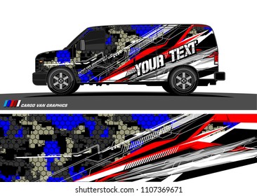 Cargo van Livery graphic vector. abstract modern shape with grunge background design for vehicle vinyl wrap 