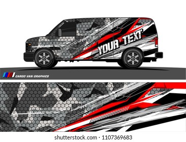 Cargo van Livery graphic vector. abstract modern shape with grunge background design for vehicle vinyl wrap 