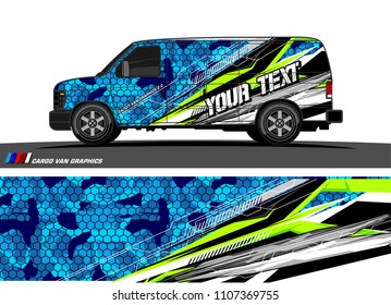 Cargo van Livery graphic vector. abstract modern shape with grunge background design for vehicle vinyl wrap 