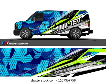Cargo van Livery graphic vector. abstract modern shape with grunge background design for vehicle vinyl wrap 