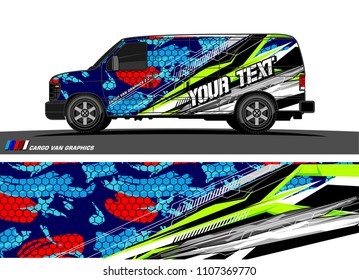 Cargo van Livery graphic vector. abstract modern shape with grunge background design for vehicle vinyl wrap 