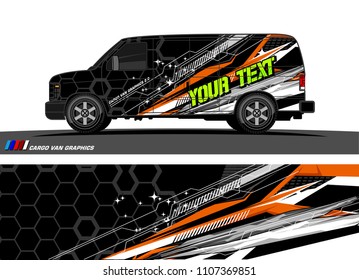 Cargo van Livery graphic vector. abstract modern shape with grunge background design for vehicle vinyl wrap 