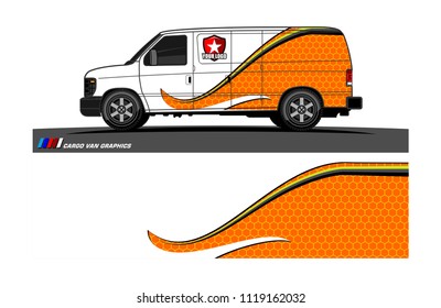 Cargo van Livery graphic vector. abstract racing shape with grunge background design for vehicle vinyl wrap 