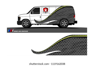 Cargo van Livery graphic vector. abstract racing shape with grunge background design for vehicle vinyl wrap 