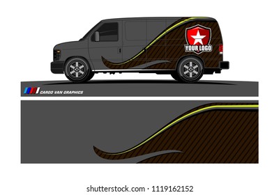 Cargo van Livery graphic vector. abstract racing shape with grunge background design for vehicle vinyl wrap 