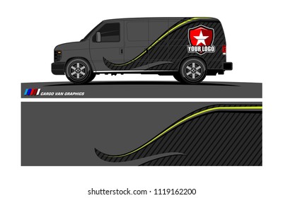 Cargo van Livery graphic vector. abstract racing shape with grunge background design for vehicle vinyl wrap 