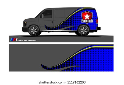 Cargo van Livery graphic vector. abstract racing shape with grunge background design for vehicle vinyl wrap 