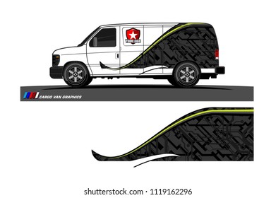 Cargo van Livery graphic vector. abstract racing shape with grunge background design for vehicle vinyl wrap 