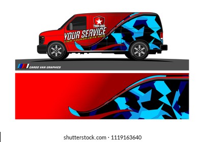 Cargo van Livery graphic vector. abstract racing shape with grunge background design for vehicle vinyl wrap 
