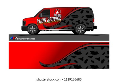 Cargo van Livery graphic vector. abstract racing shape with grunge background design for vehicle vinyl wrap 