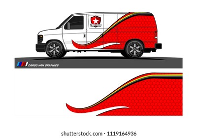 Cargo van Livery graphic vector. abstract racing shape with grunge background design for vehicle vinyl wrap 
