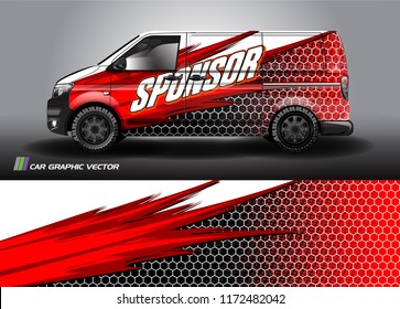 Cargo van Livery graphic vector. abstract racing shape with grunge background design for vehicle vinyl wrap 