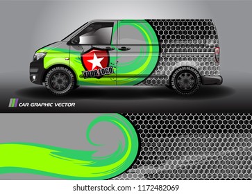 Cargo van Livery graphic vector. abstract racing shape with grunge background design for vehicle vinyl wrap 