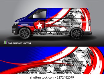 Cargo van Livery graphic vector. abstract racing shape with grunge background design for vehicle vinyl wrap 