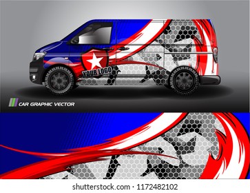 Cargo van Livery graphic vector. abstract racing shape with grunge background design for vehicle vinyl wrap 