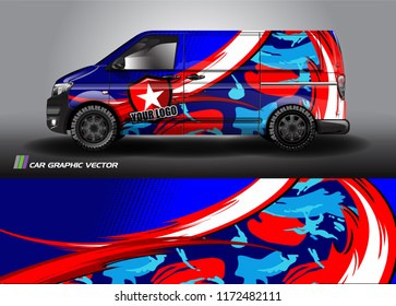 Cargo van Livery graphic vector. abstract racing shape with grunge background design for vehicle vinyl wrap 