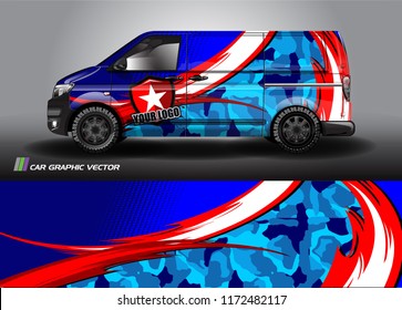 Cargo van Livery graphic vector. abstract racing shape with grunge background design for vehicle vinyl wrap 