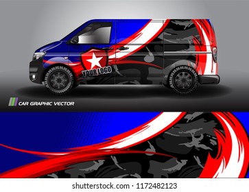 Cargo van Livery graphic vector. abstract racing shape with grunge background design for vehicle vinyl wrap 