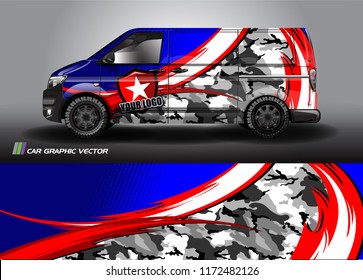 Cargo van Livery graphic vector. abstract racing shape with grunge background design for vehicle vinyl wrap 