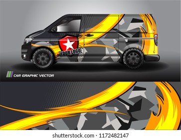 Cargo van Livery graphic vector. abstract racing shape with grunge background design for vehicle vinyl wrap 