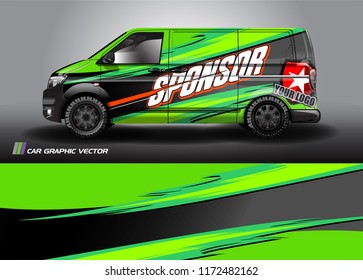 Cargo van Livery graphic vector. abstract racing shape with grunge background design for vehicle vinyl wrap 