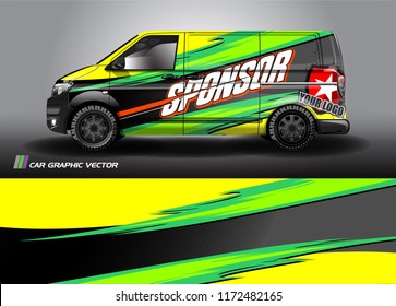 Cargo van Livery graphic vector. abstract racing shape with grunge background design for vehicle vinyl wrap 