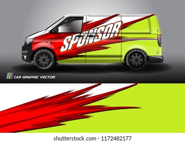 Cargo van Livery graphic vector. abstract racing shape with grunge background design for vehicle vinyl wrap 