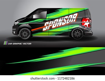Cargo van Livery graphic vector. abstract racing shape with grunge background design for vehicle vinyl wrap 