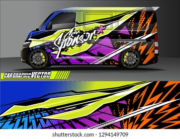 cargo van livery graphic vector. abstract race style background design for vehicle vinyl wrap and car branding 