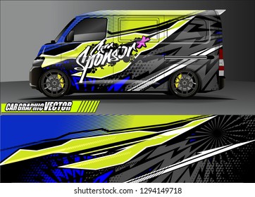 cargo van livery graphic vector. abstract race style background design for vehicle vinyl wrap and car branding 