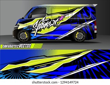 cargo van livery graphic vector. abstract race style background design for vehicle vinyl wrap and car branding 