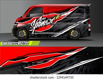 cargo van livery graphic vector. abstract race style background design for vehicle vinyl wrap and car branding 
