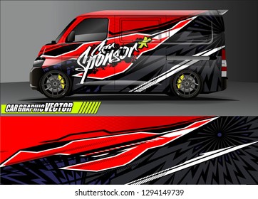 cargo van livery graphic vector. abstract race style background design for vehicle vinyl wrap and car branding 