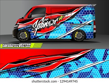 cargo van livery graphic vector. abstract race style background design for vehicle vinyl wrap and car branding 