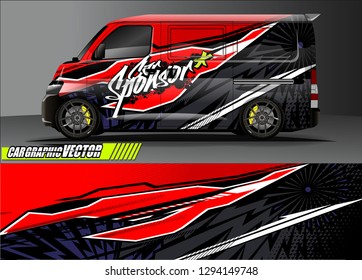 cargo van livery graphic vector. abstract race style background design for vehicle vinyl wrap and car branding 