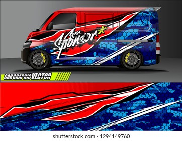 cargo van livery graphic vector. abstract race style background design for vehicle vinyl wrap and car branding 
