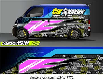 cargo van livery graphic vector. abstract race style background design for vehicle vinyl wrap and car branding 