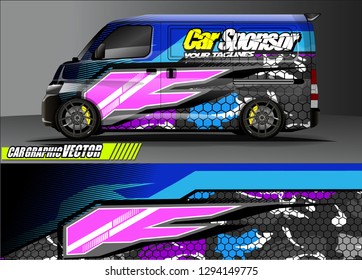 cargo van livery graphic vector. abstract race style background design for vehicle vinyl wrap and car branding 