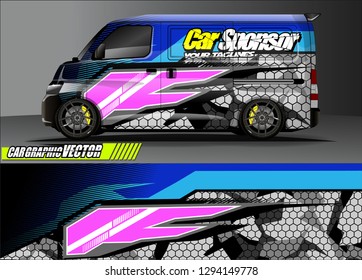 cargo van livery graphic vector. abstract race style background design for vehicle vinyl wrap and car branding 