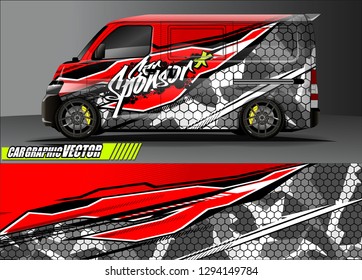 cargo van livery graphic vector. abstract race style background design for vehicle vinyl wrap and car branding 