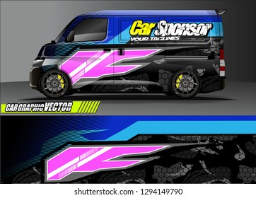 cargo van livery graphic vector. abstract race style background design for vehicle vinyl wrap and car branding 
