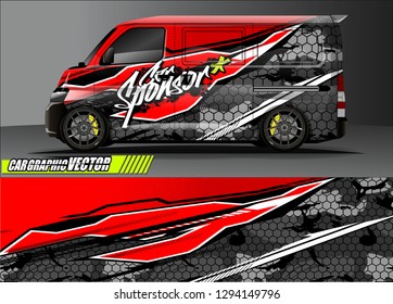 cargo van livery graphic vector. abstract race style background design for vehicle vinyl wrap and car branding 