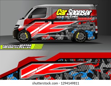 cargo van livery graphic vector. abstract race style background design for vehicle vinyl wrap and car branding 