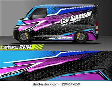 cargo van livery graphic vector. abstract race style background design for vehicle vinyl wrap and car branding 