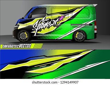 cargo van livery graphic vector. abstract race style background design for vehicle vinyl wrap and car branding 