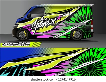 cargo van livery graphic vector. abstract race style background design for vehicle vinyl wrap and car branding 