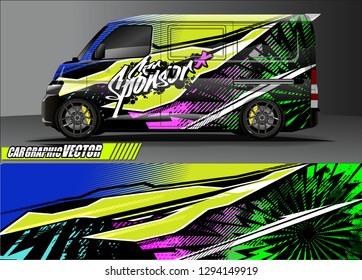 cargo van livery graphic vector. abstract race style background design for vehicle vinyl wrap and car branding 